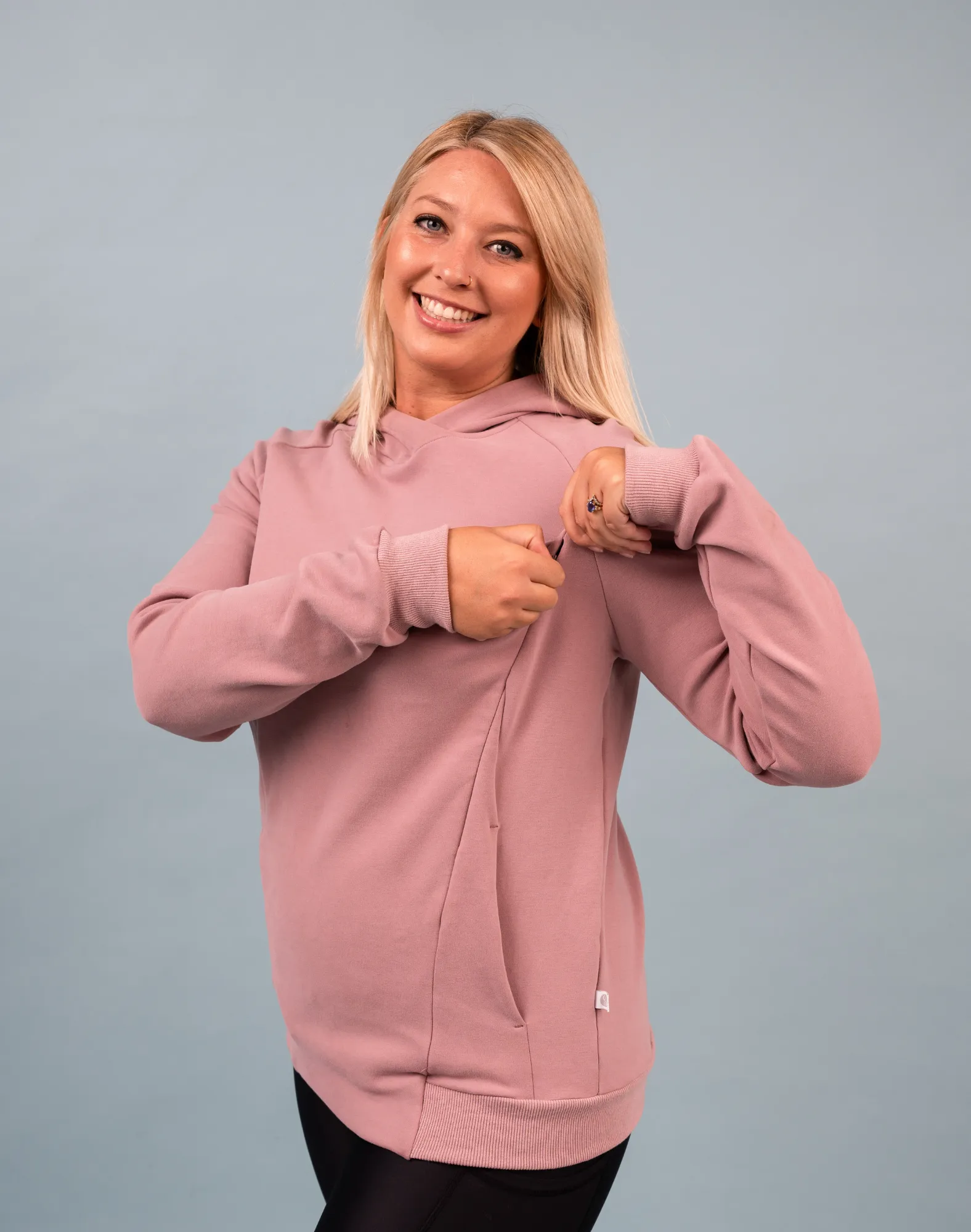 ** CLEARANCE ** Breastfeeding Jumper - Jackson Hoodie Dusky Rose