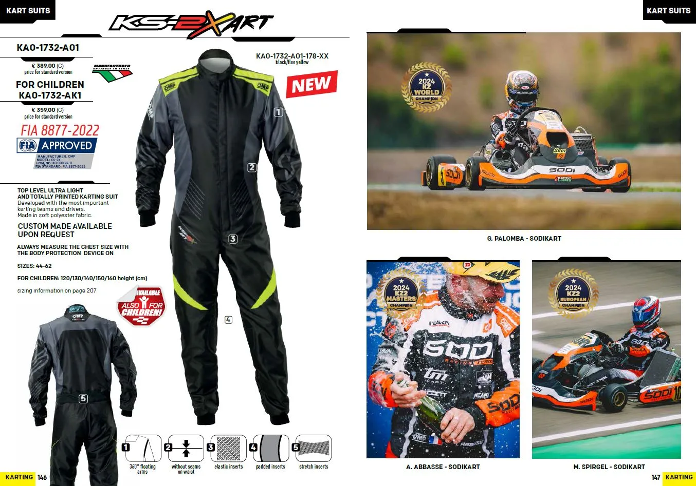 2025 OMP KS-2X ART Karting Suit Latest Printed Design FIA 8877-2022 Kart Racing