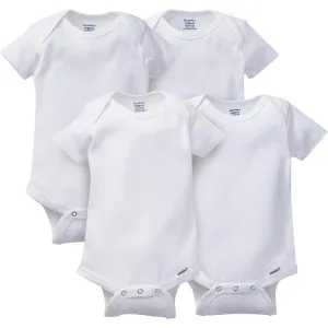 4-Pack White Organic Short Sleeve Onesies® Bodysuits