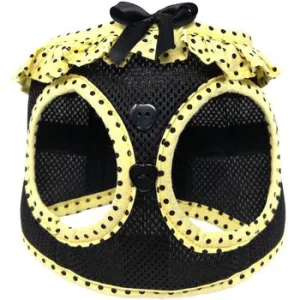 American River Choke Free Dog Harness - Yellow and Black Polka Dot