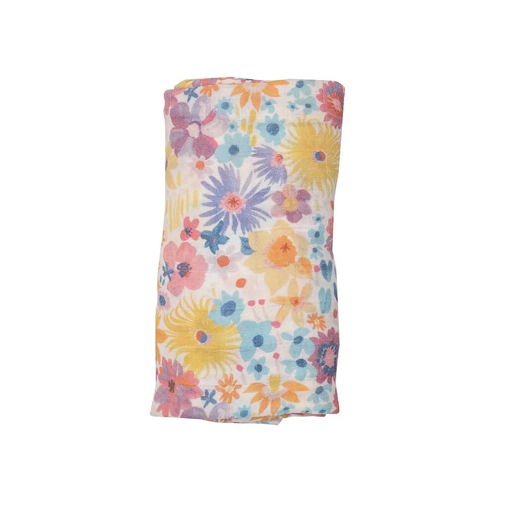 Angel Dear Muslin Swaddle Blanket Painty Bright Floral