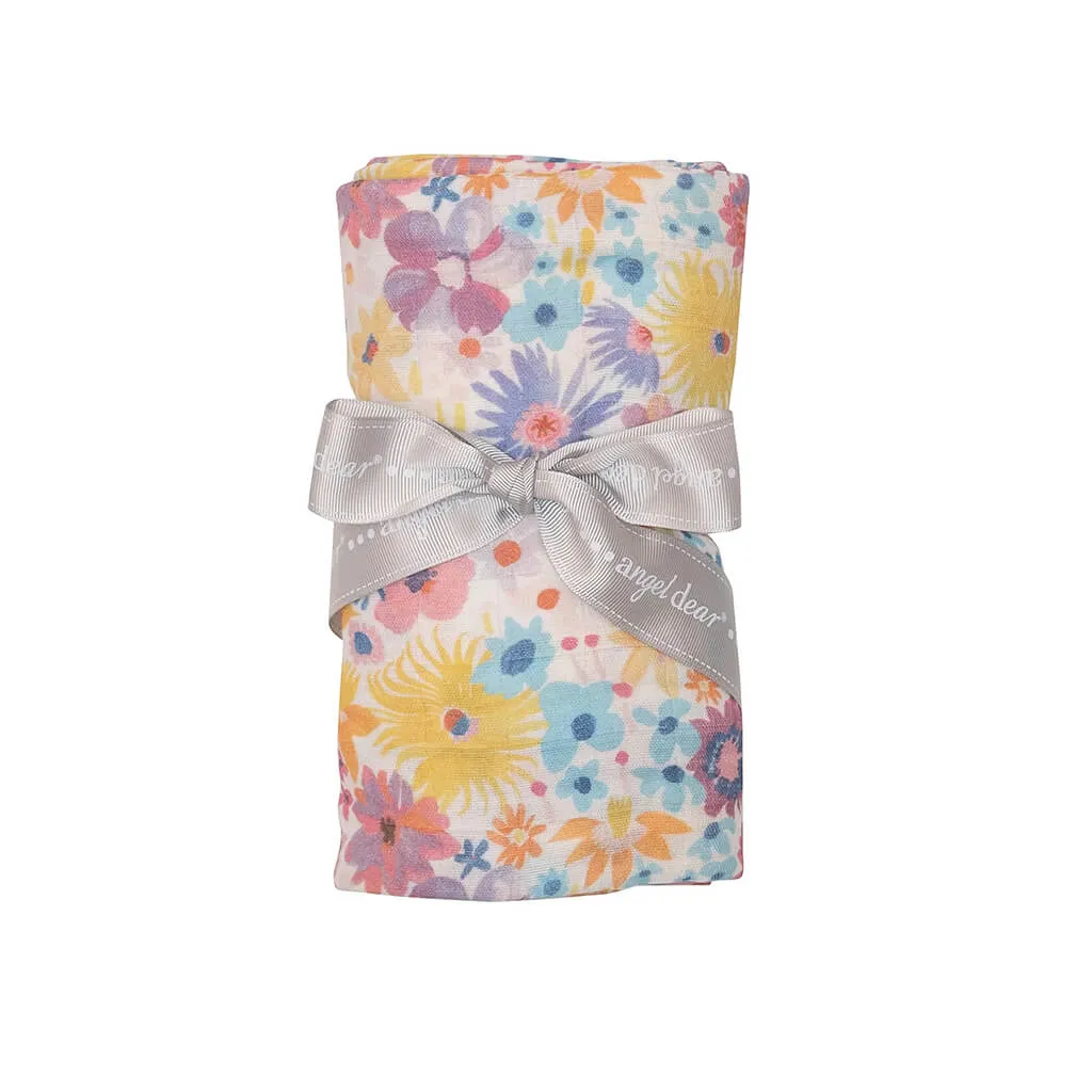 Angel Dear Muslin Swaddle Blanket Painty Bright Floral