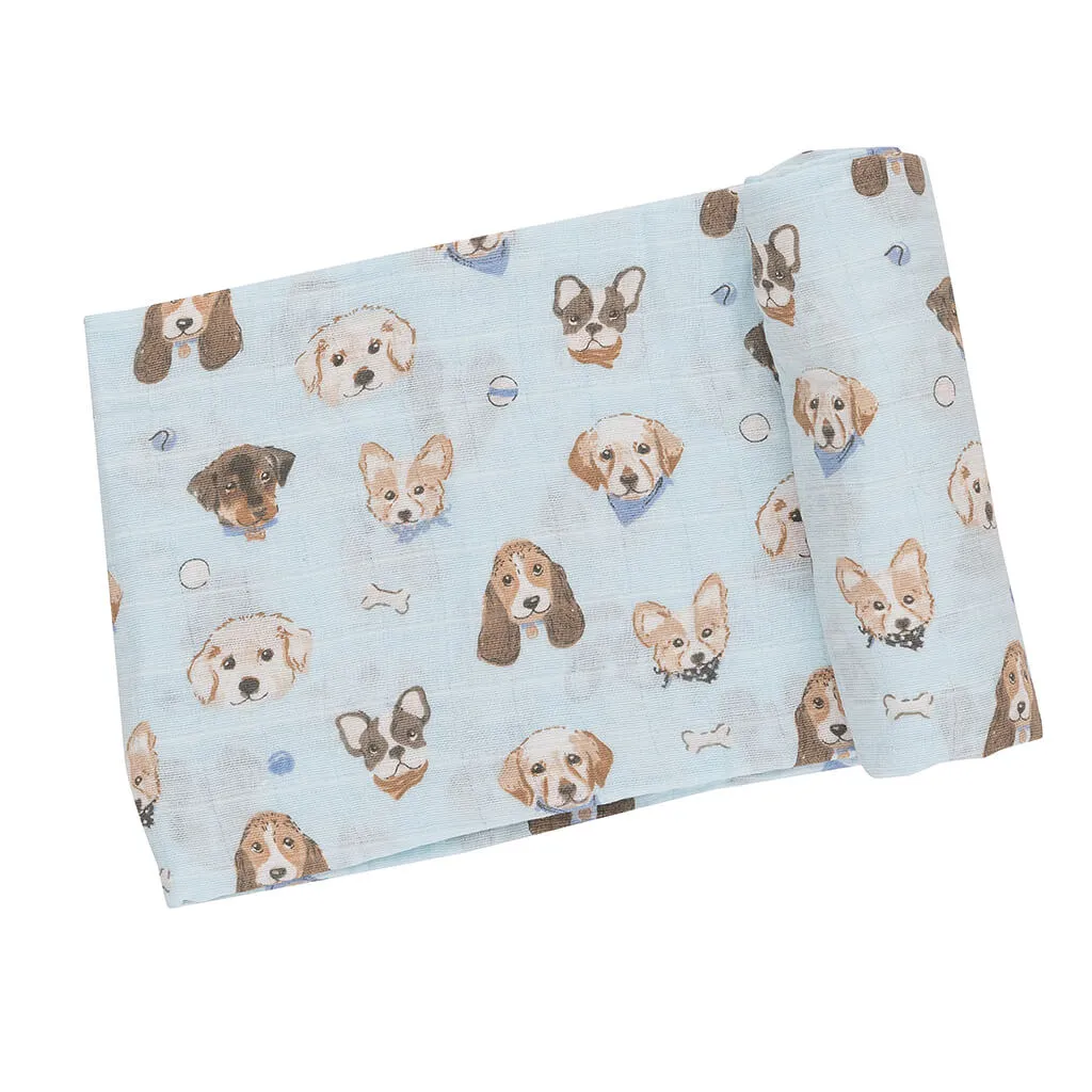Angel Dear Muslin Swaddle Blanket Vintage Puppy Faces