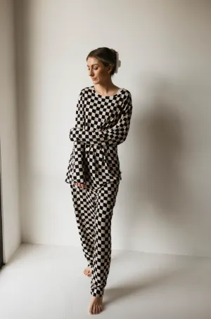 Black Checker  | Adult  Bamboo Pajamas