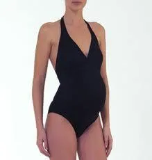 Bloom One-Piece Halter Maternity Swimsuit - Black