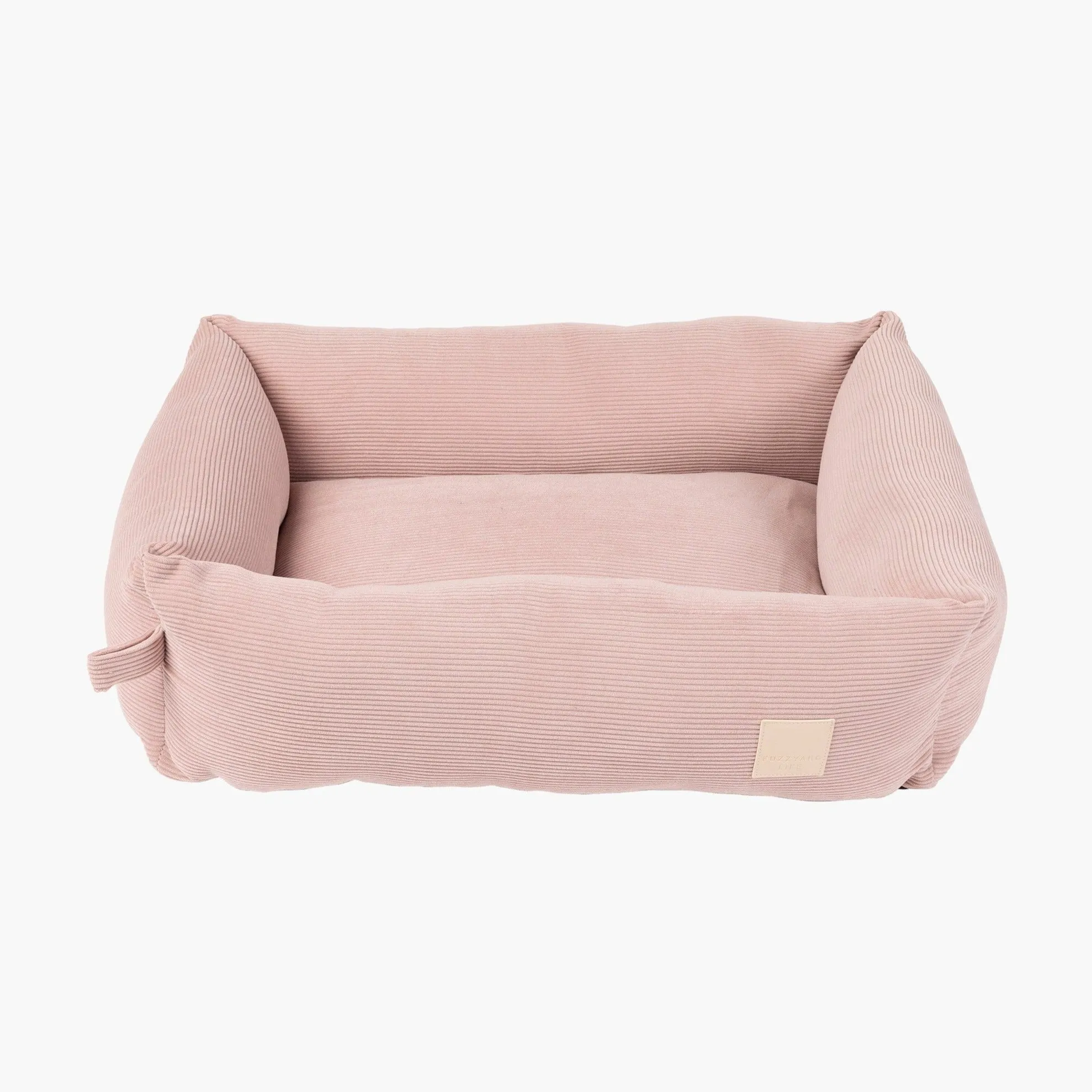 Blush Pink Corduroy Bolster Dog Bed | Luxury Comfort for Your Pet