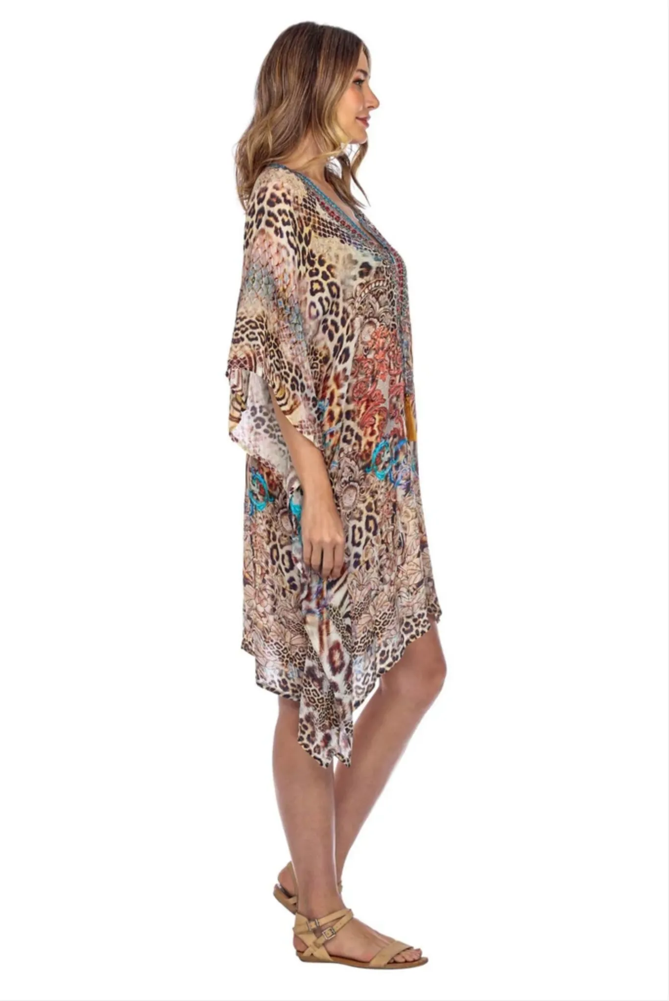 Leopard Queen Animal Print Short Kaftan