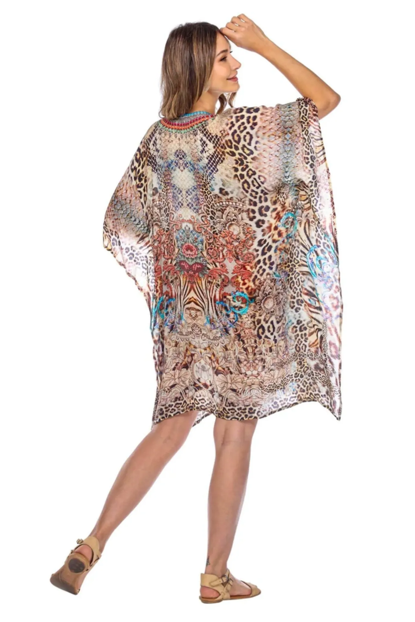 Leopard Queen Animal Print Short Kaftan