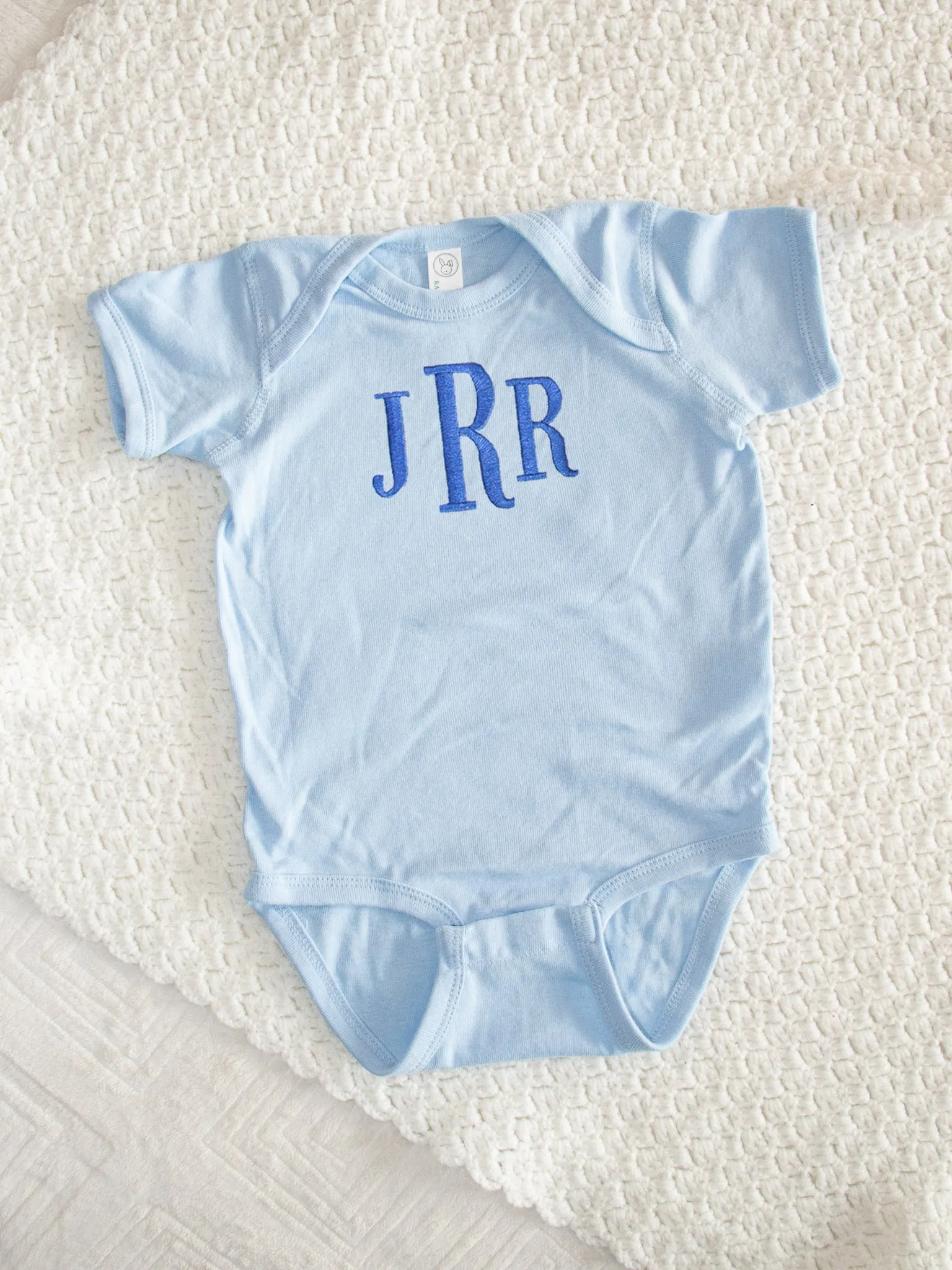 Little Love Monogram Onesie - Light Blue