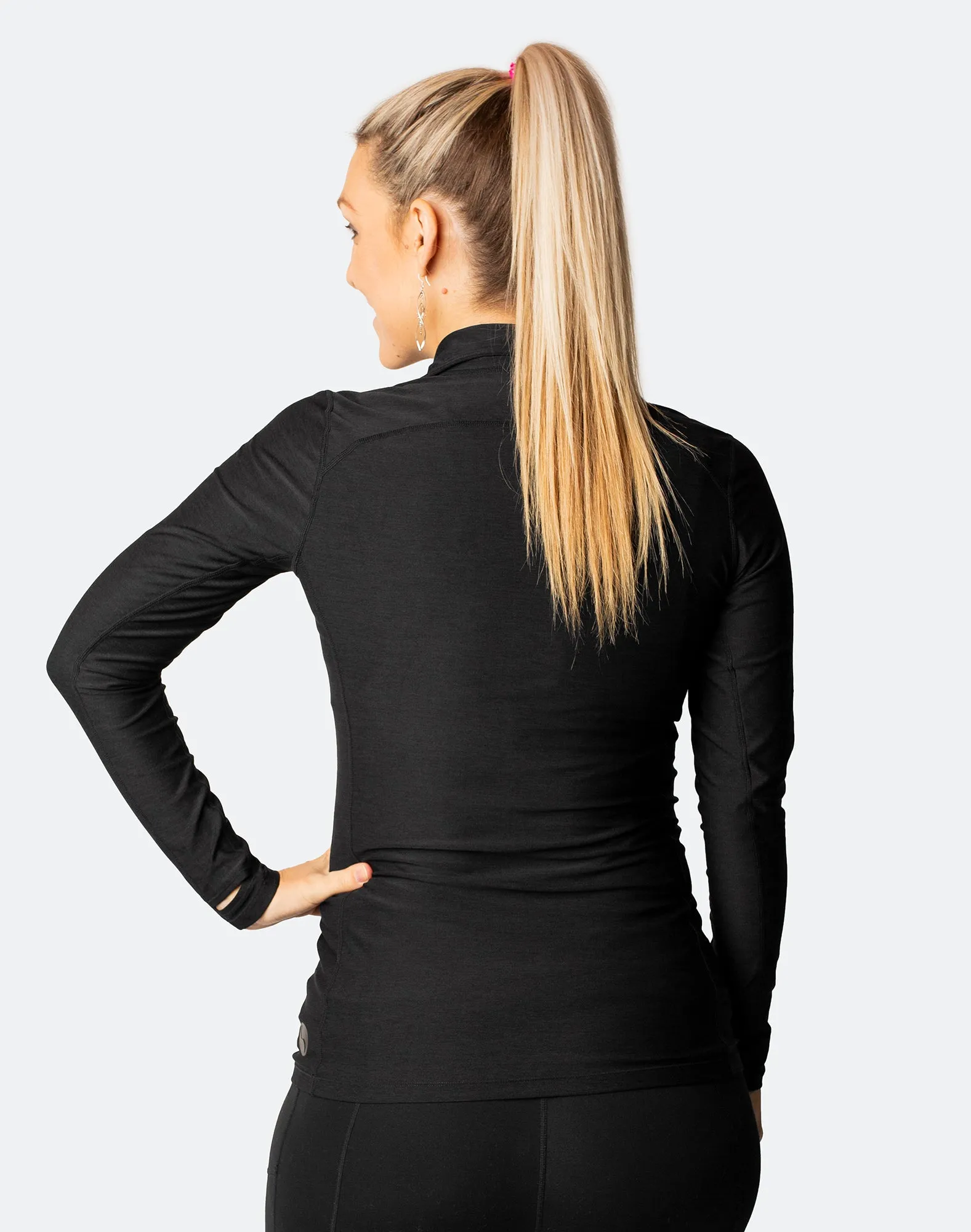 Long Sleeve Breastfeeding Top - Aspire Top Black Marle