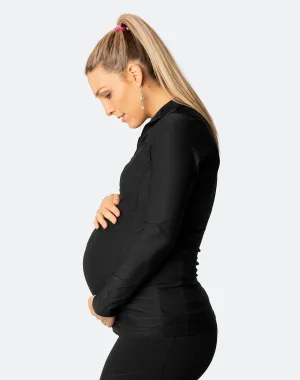 Long Sleeve Breastfeeding Top - Aspire Top Black Marle
