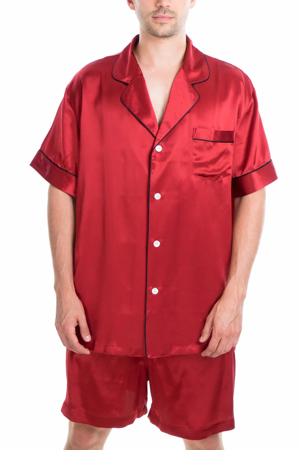 Men's 100% Silk Short Pajamas Set