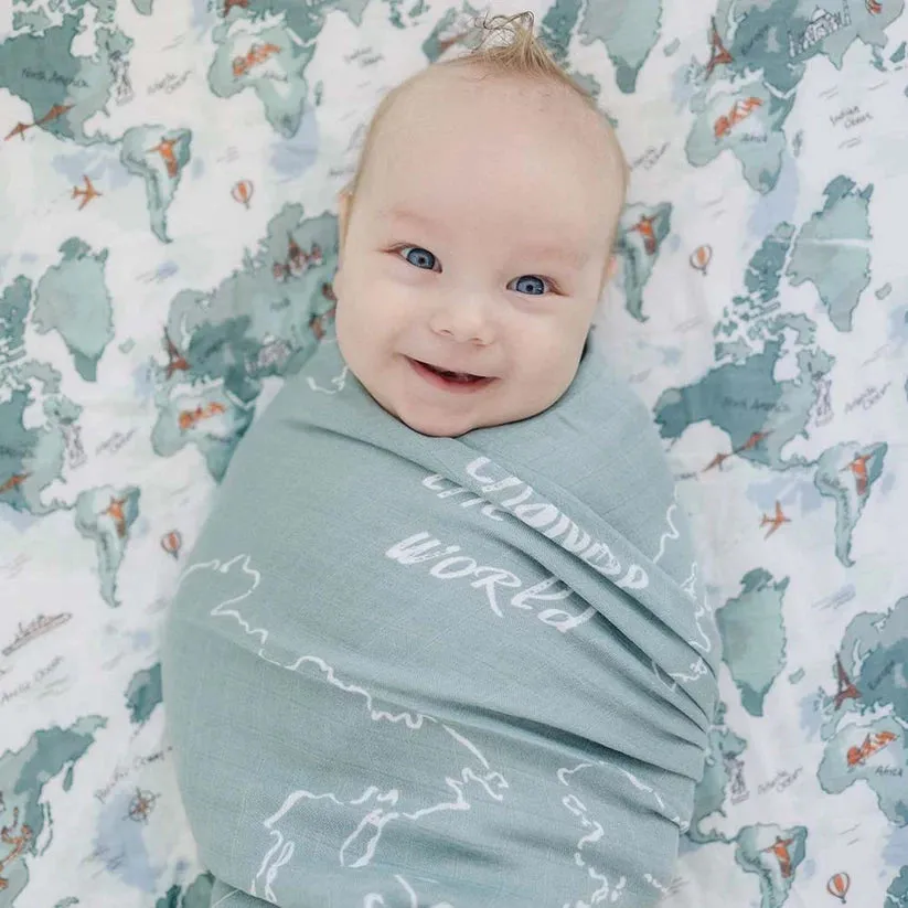 Muslin Swaddles, World Map and Someday