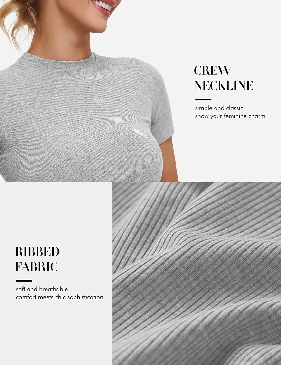 Peauty Maternity Ribbed T-Shirts with Crew Neck and Short Sleeves Shirts, Before During After Pregnancy Clothes