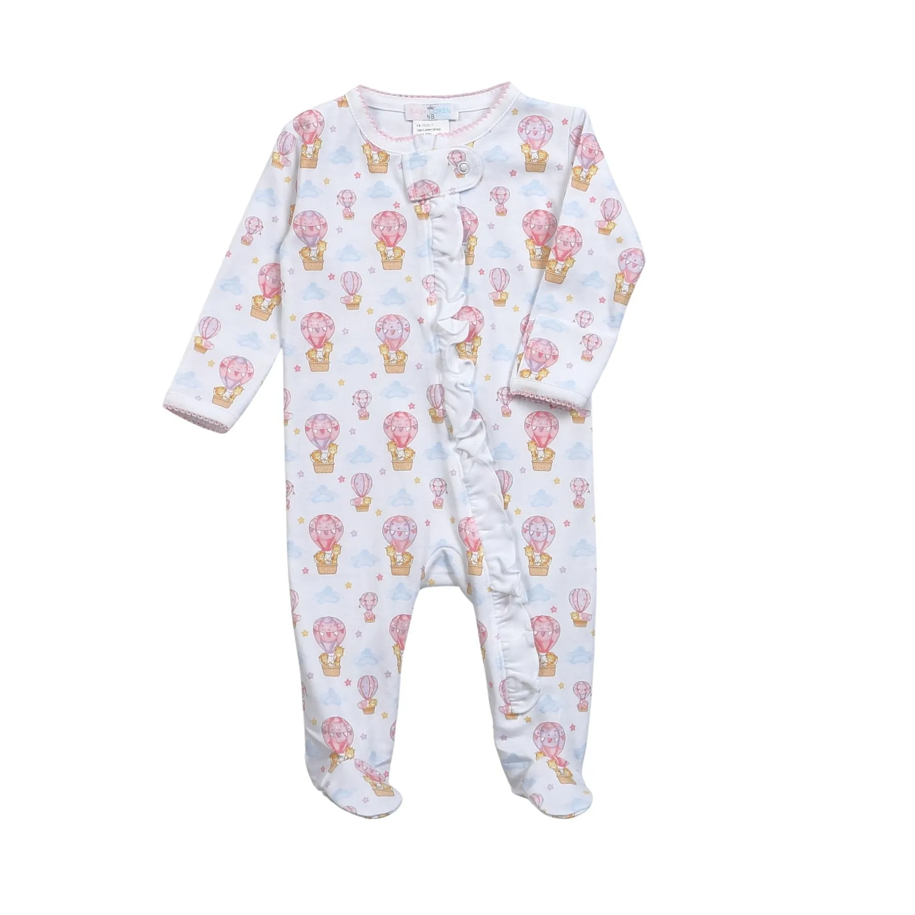 Pink Air Balloons Pima Zipper Footie