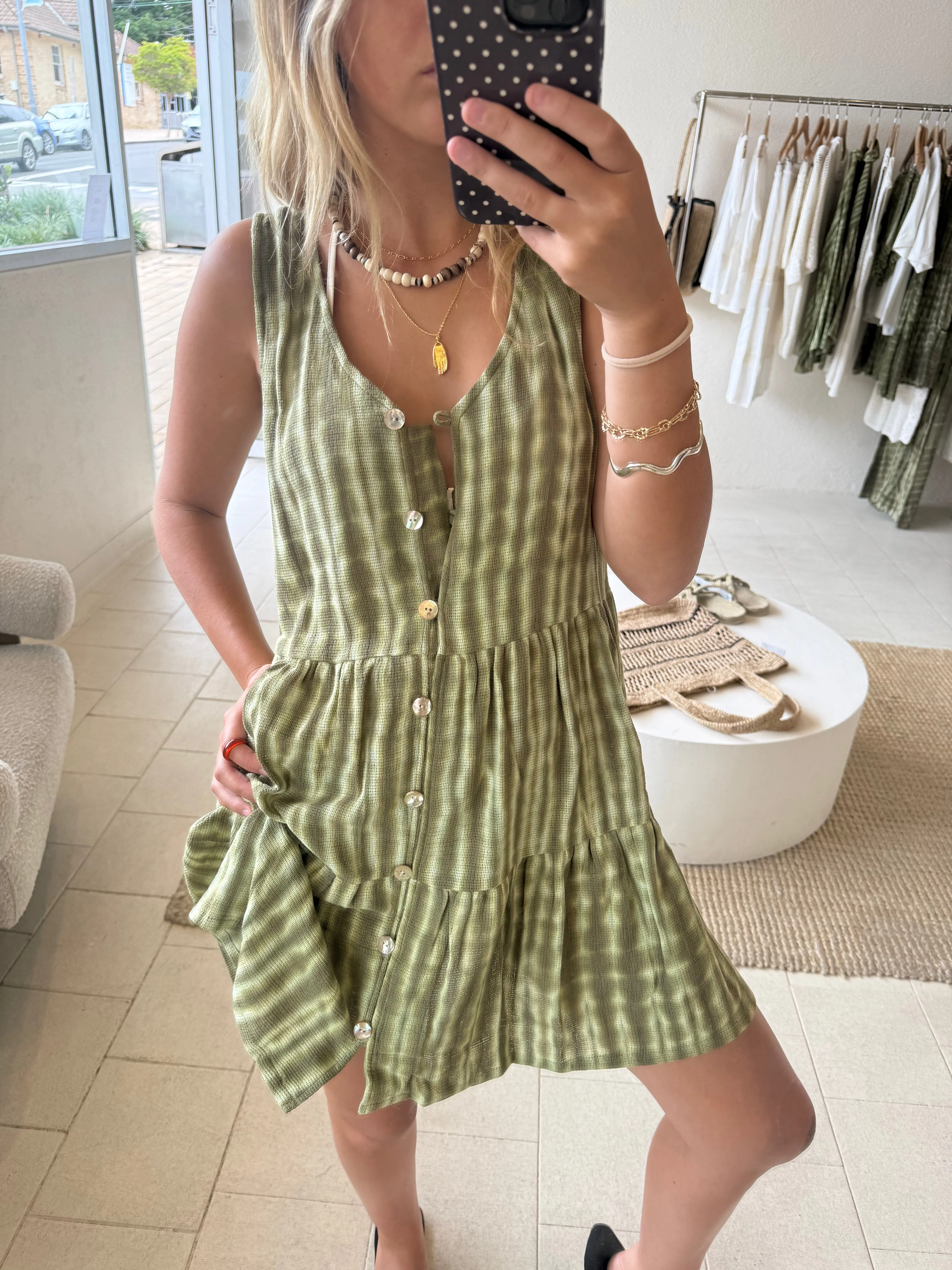 THE TROPICS MINI DRESS - KHAKI
