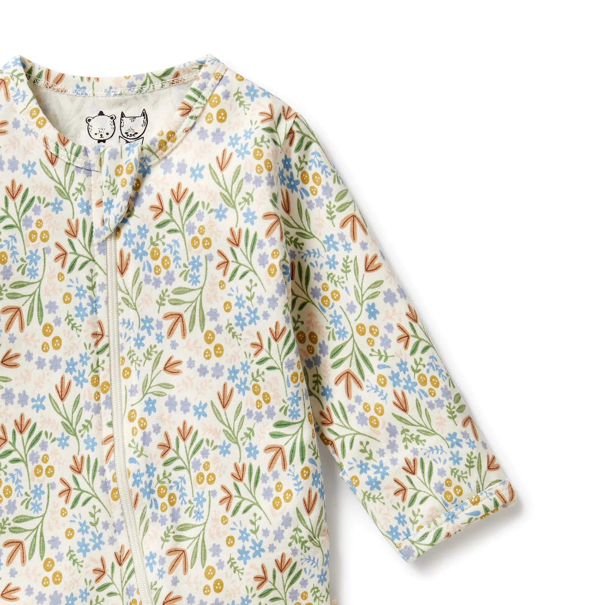 Tinker Floral Organic Zipsuit with Feet