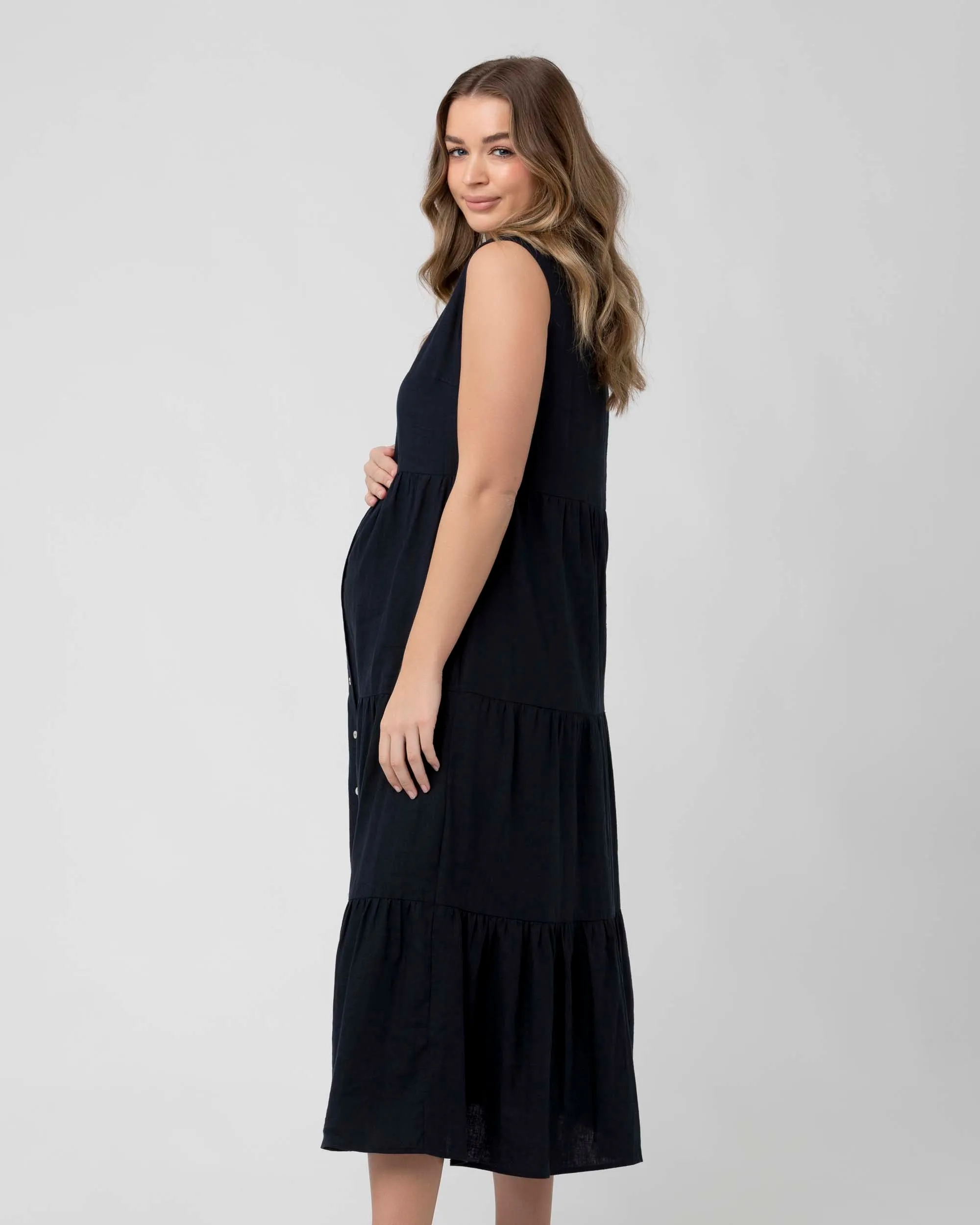 'Tracy' Tiered Nursing Dress - Navy