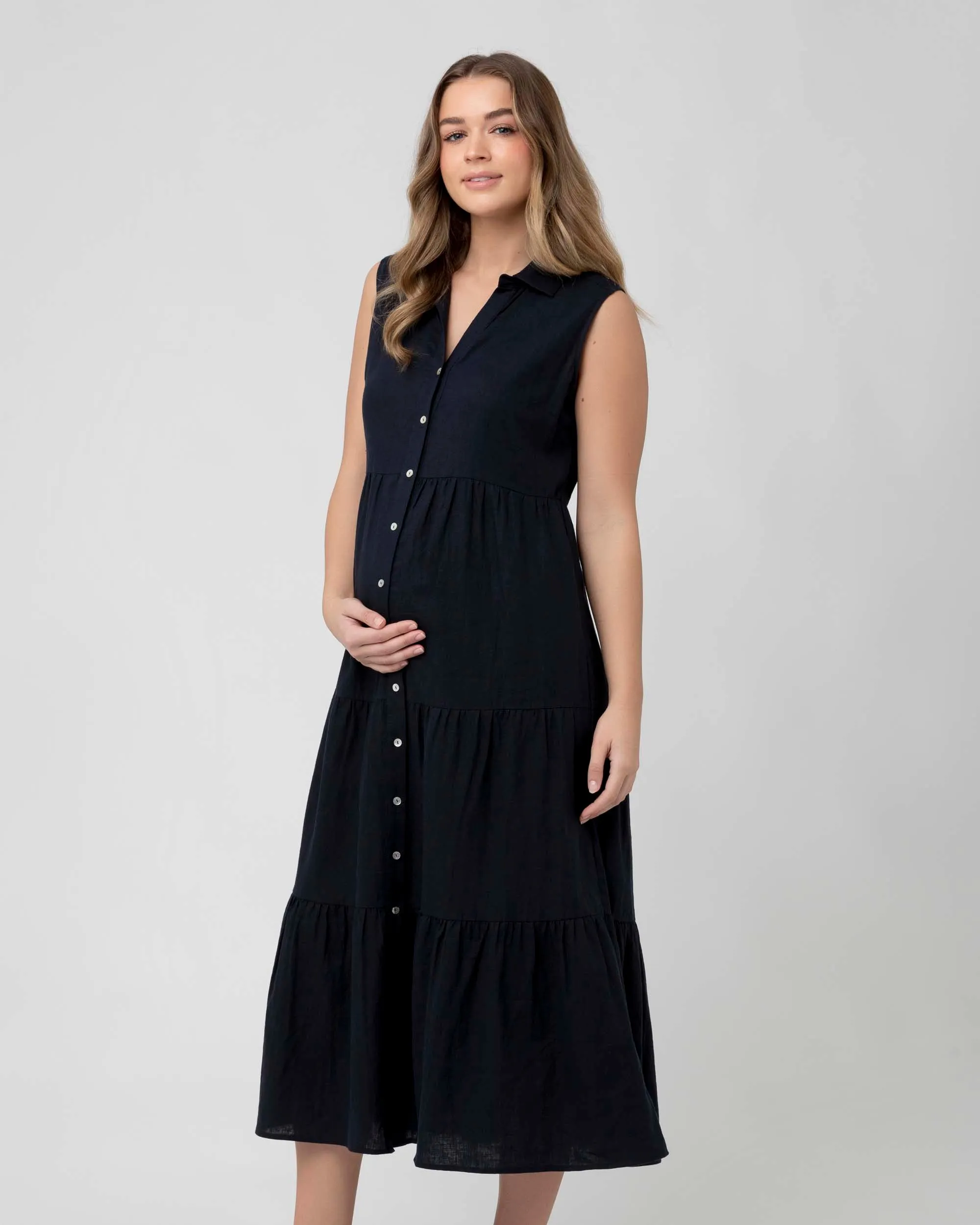 'Tracy' Tiered Nursing Dress - Navy