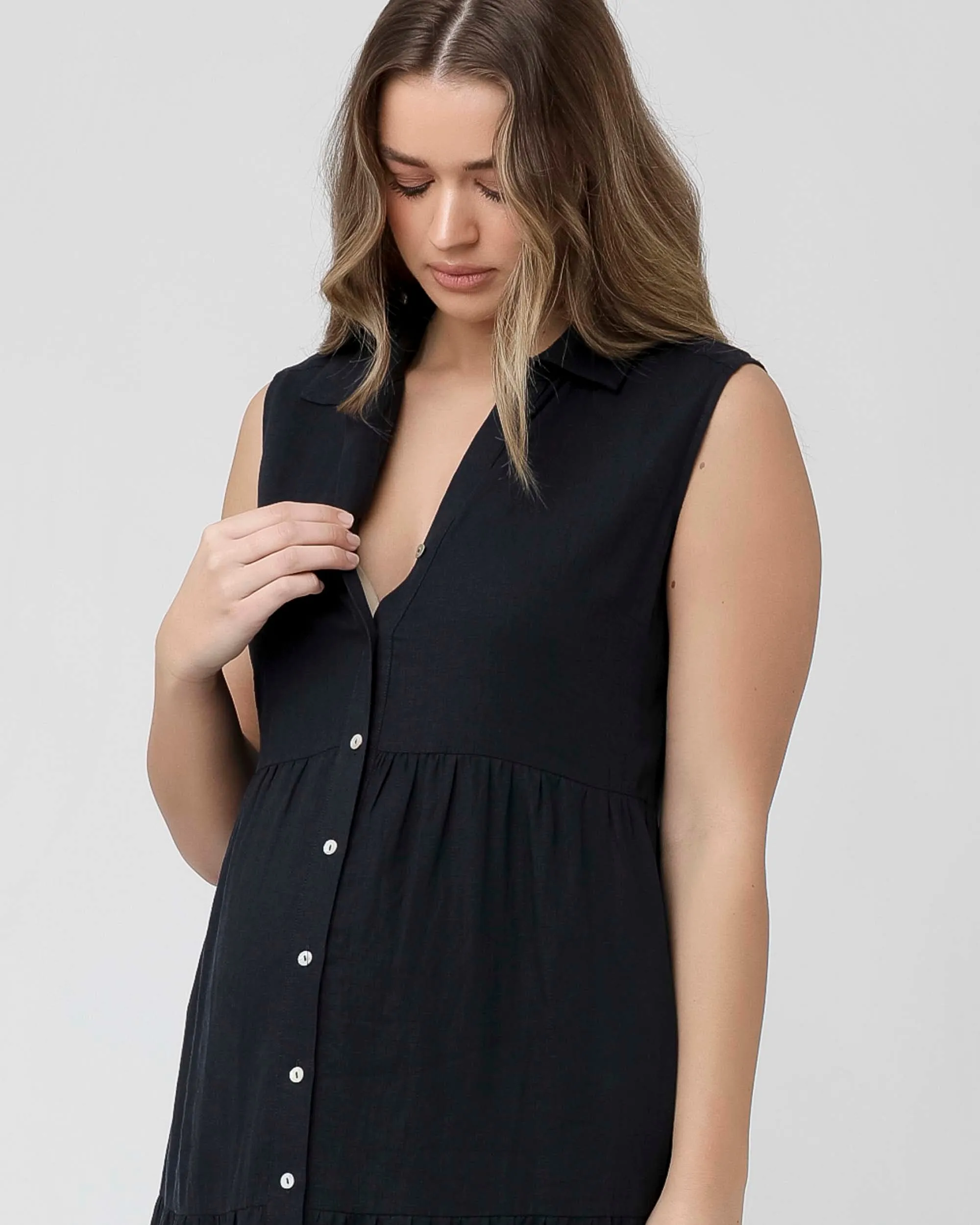 'Tracy' Tiered Nursing Dress - Navy