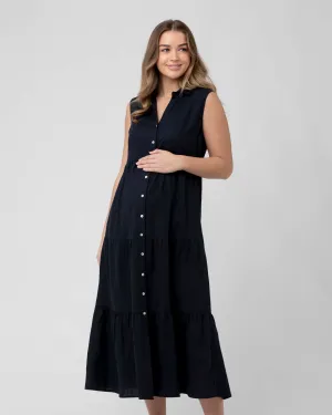 'Tracy' Tiered Nursing Dress - Navy