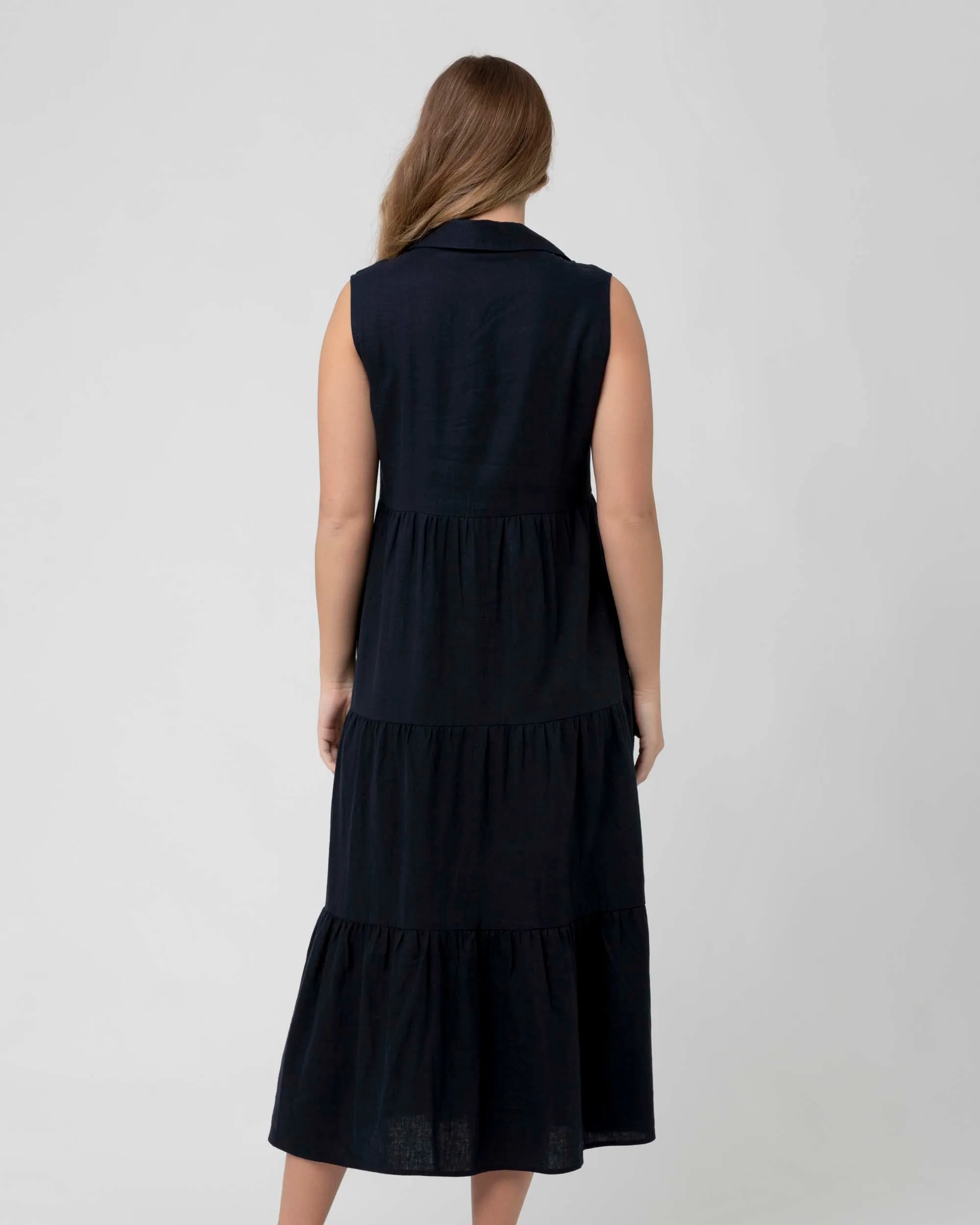 'Tracy' Tiered Nursing Dress - Navy